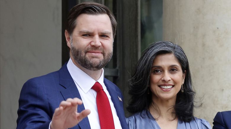 JD Vance posing with Usha Vance