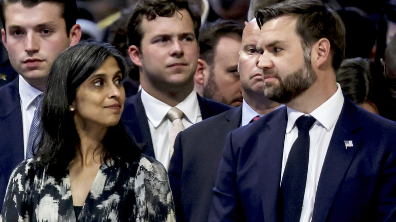 Usha Vance looking at JD Vance