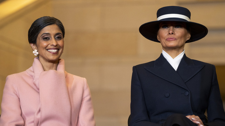 Usha Vance smiling next to Melania Trump