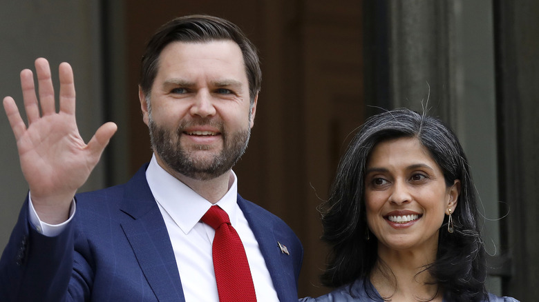 JD Vance and Usha Vance smiling