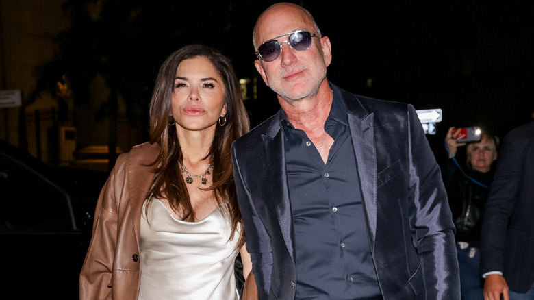 Lauren Sanchez and Jeff Bezos in a crowd