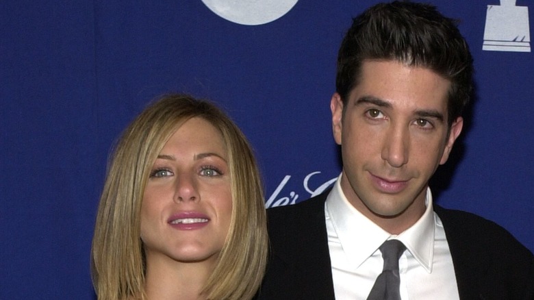 Jennifer Aniston David Schwimmer stand together at red carpet event