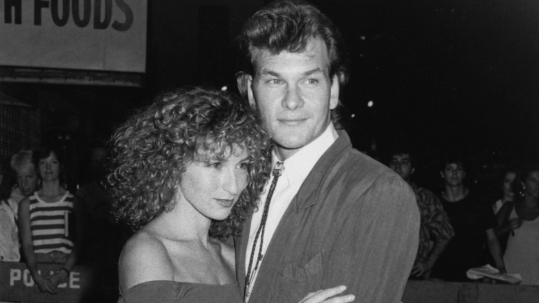 Jennifer Grey and Patrick Swayze pose 