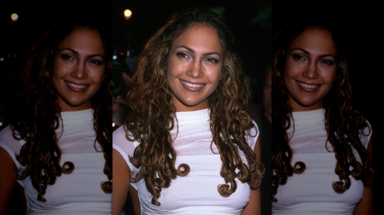 Jennifer Lopez 1999 album release party curly hair