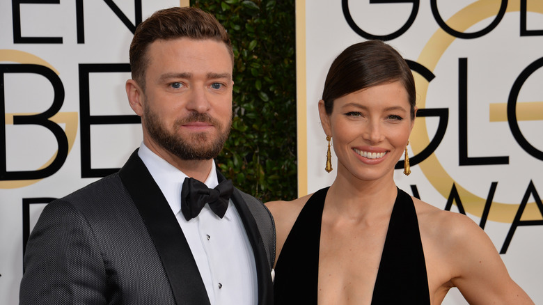 Justin Timberlake and Jessica Biel smiling
