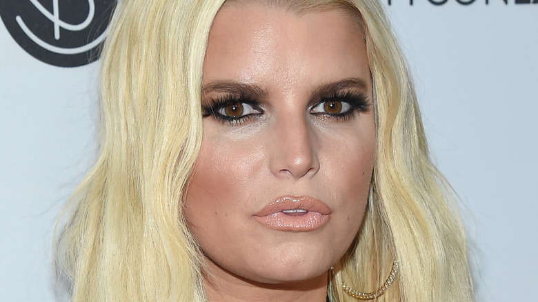 Jessica Simpson with lips slightly parted