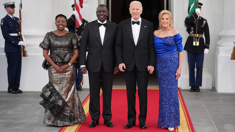 Jill and Joe Biden posing with the Kenyan president and first lady.