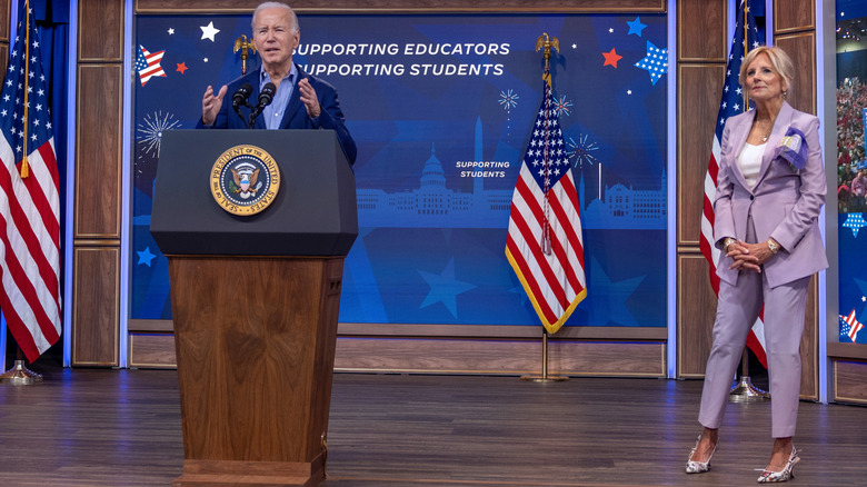 Joe and Jill Biden on stage at the National Education Association's Representative Assembly.
