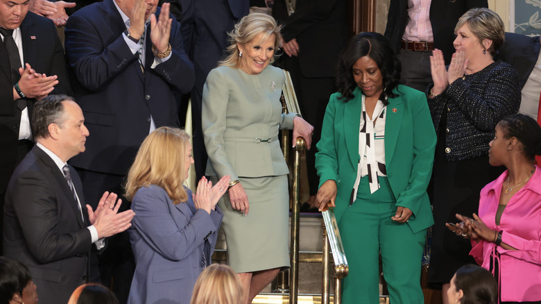 Jill Biden walking down stairs