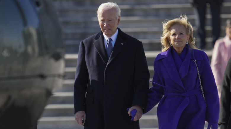 Joe and Jill Biden boarding a helicopter