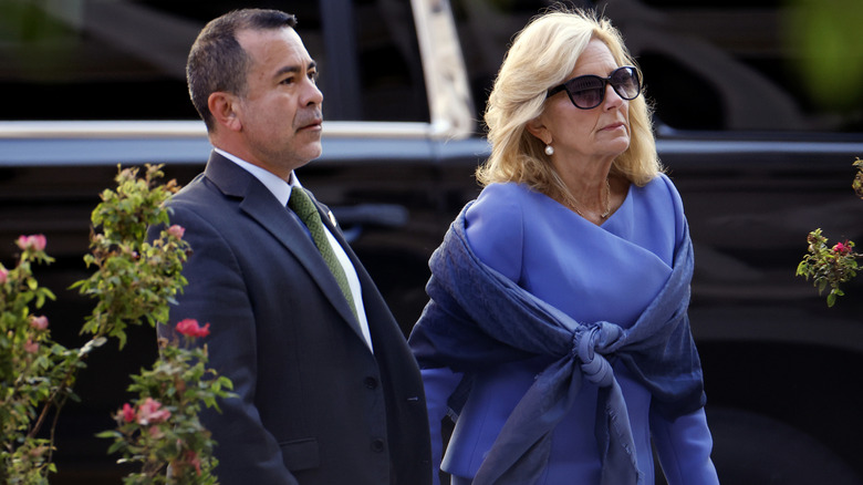 Anthony Bernal and Jill Biden arrive at an event together