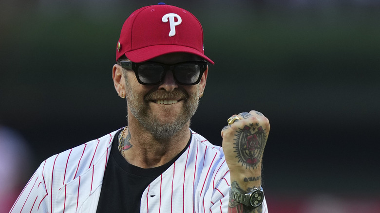 Bob Harper in his Philadelphia baseball outfit and hat