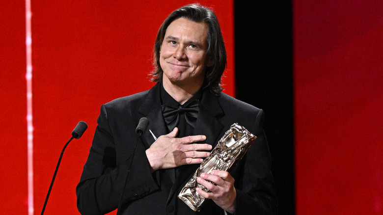 Jim Carrey at Cesar awards on stage receiving honor