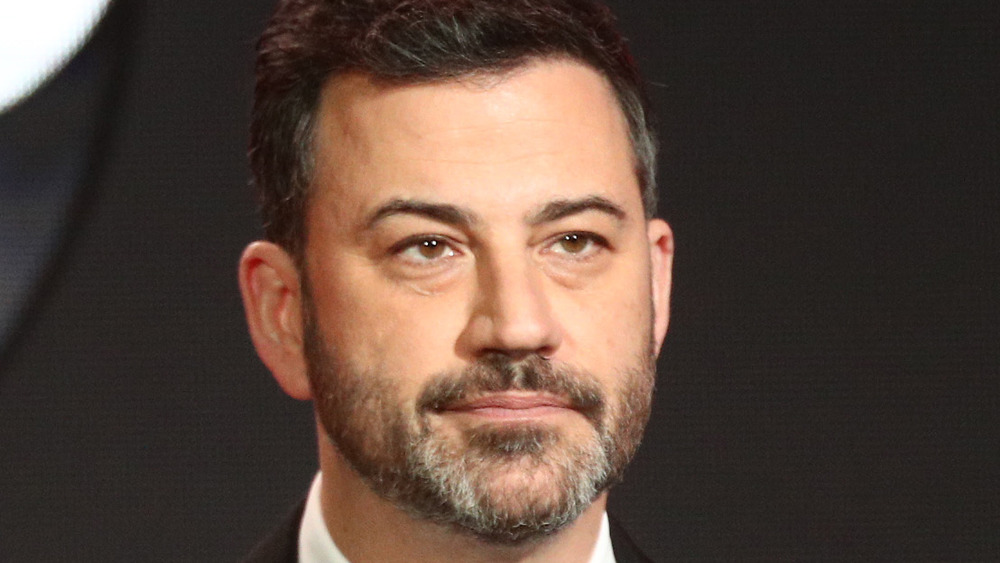 Jimmy Kimmel with a serious expression