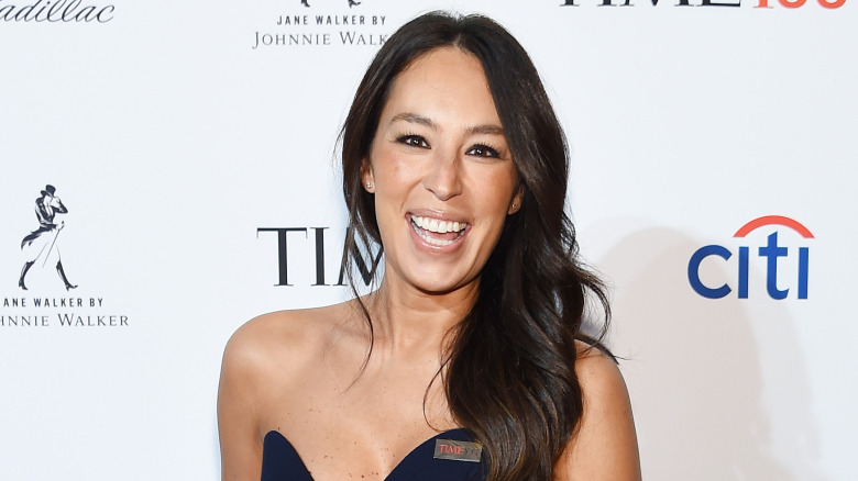 Joanna Gaines wearing a black dress
