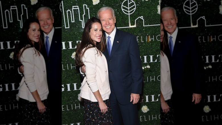 Ashley Biden and former vice president Joe Biden attending the Gilt x Livelihood launch event at Spring Place