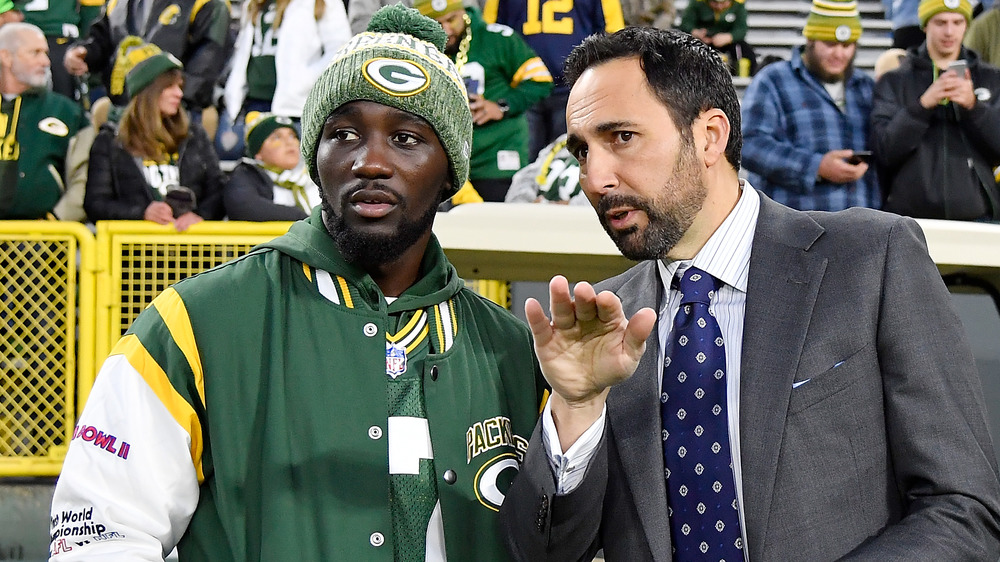 Professional boxer Terence Crawford and Joe Tessitore speak