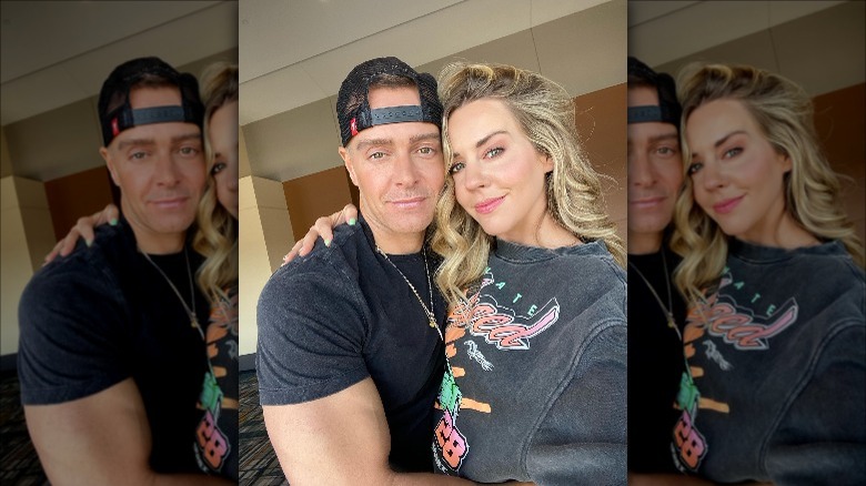 Joey Lawrence and Samantha Cope hugging