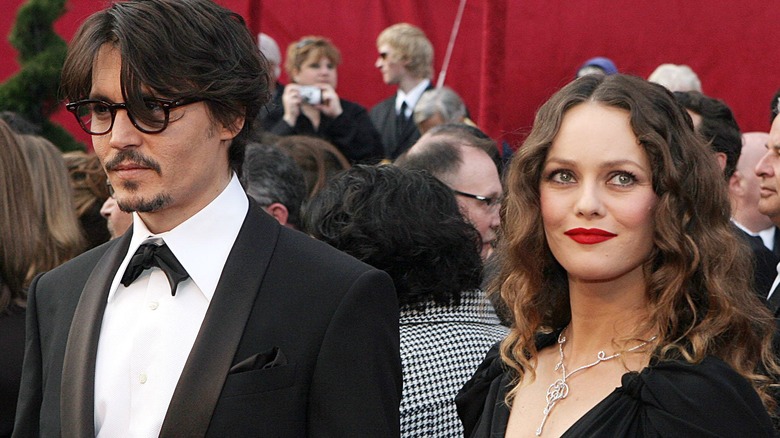 Johnny Depp and Vanessa Paradis smiling