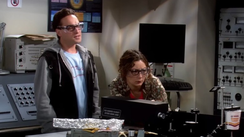 Johnny Galecki and Sara Gilbert on "The Big Bang Theory"