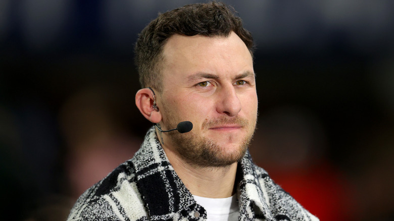 Johnny Manziel with a mic