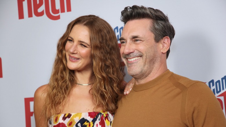 Anna Osceola and Jon Hamm posing for camera
