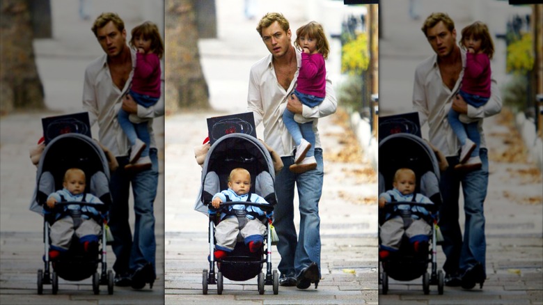 Jude Law taking an afternoon stroll with his children