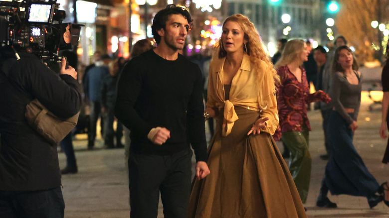 Justin Baldoni and Blake Lively on the set of It Ends With Us