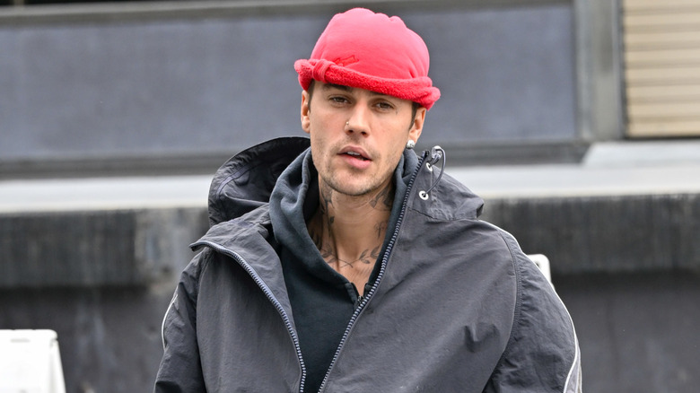 Justin Bieber walking in Los Angeles, California