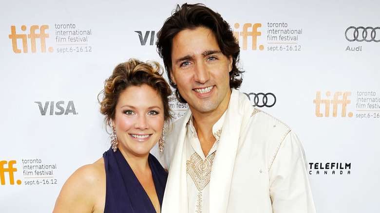 Sophie Gregoire and Justin Trudeau walking smiling