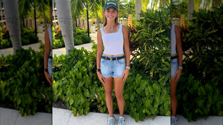 Kai Trump wearing a University of Miami hat