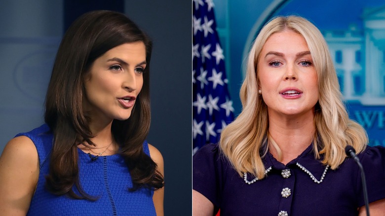 Side-by-side of Kaitlan Collins and Karoline Leavitt speaking