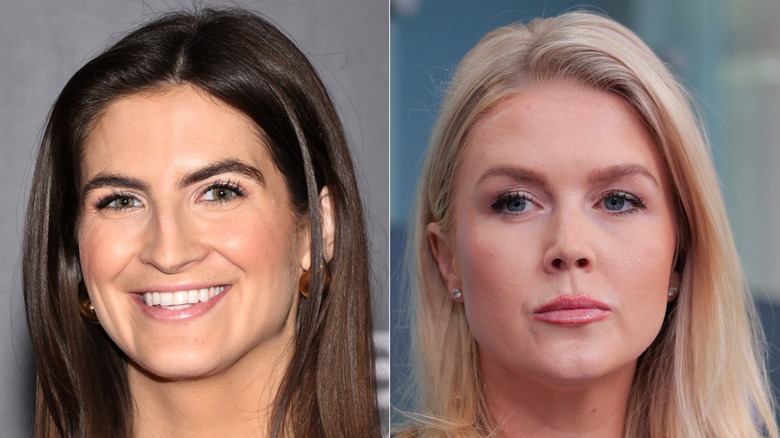 Split image of Kaitlan Collins smiling and Karoline Leavitt posing.