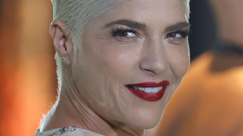 Selma Blair red lipstick