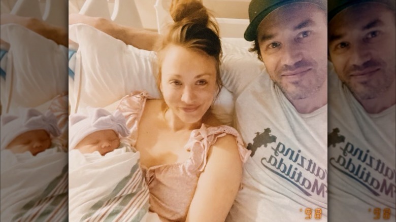 Kaley Cuoco, Tom Pelphrey, and their daughter