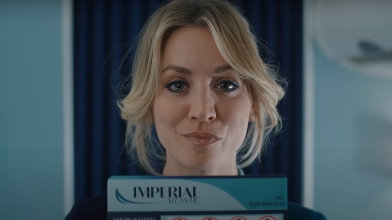Kaley Cuoco smirking on 'The Flight Attendant'