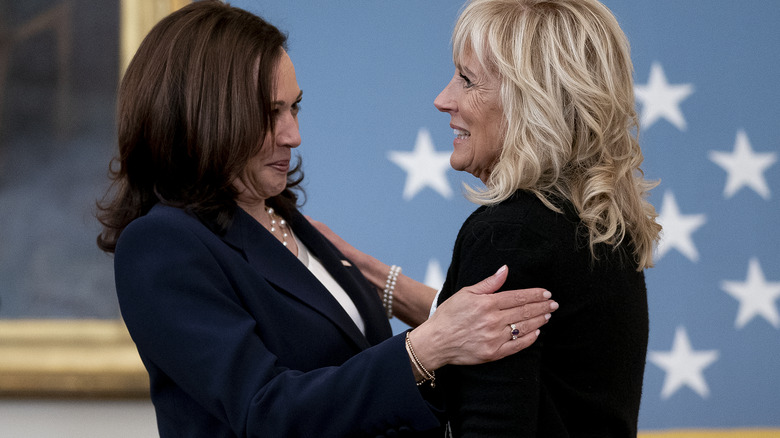 Kamala Harris hugging Jill Biden