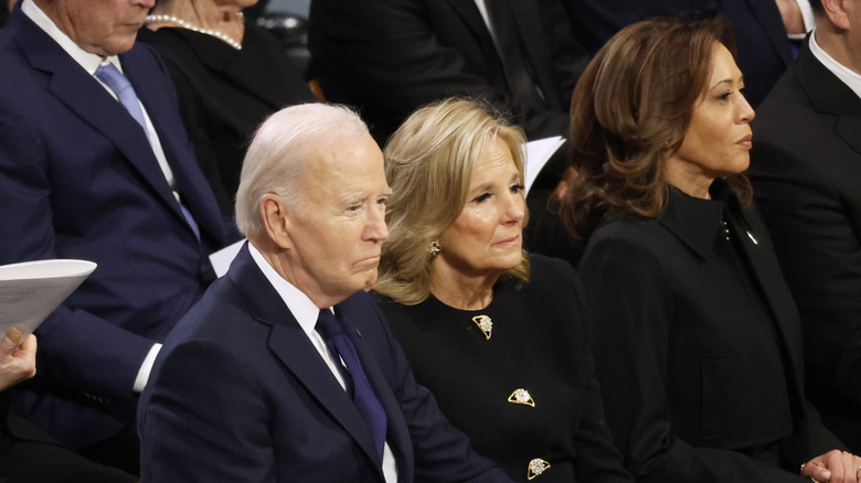 Joe Biden Jill Biden and Kamala Harris at Jimmy Carter funeral