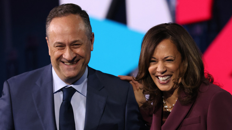 Doug Emhoff and Kamala Harris laugh