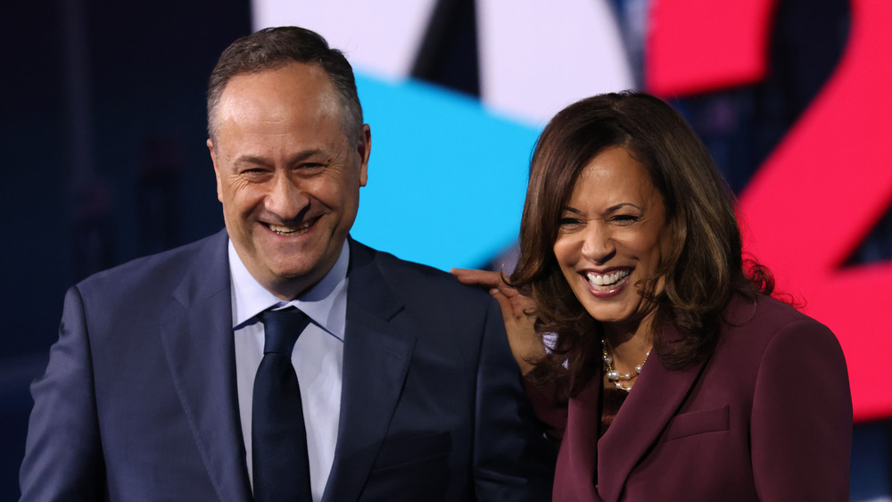 Vice President Kamala Harris and husband, Douglas Emhoff, on stage