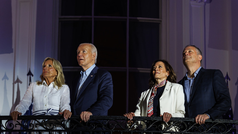 Jill Biden Joe Biden and Kamala Harris watch July 4th fireworks