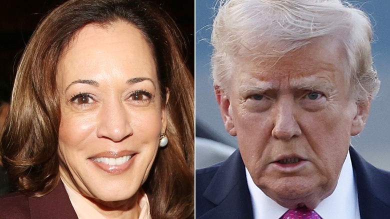 Split image of Kamala Harris and Donald Trump