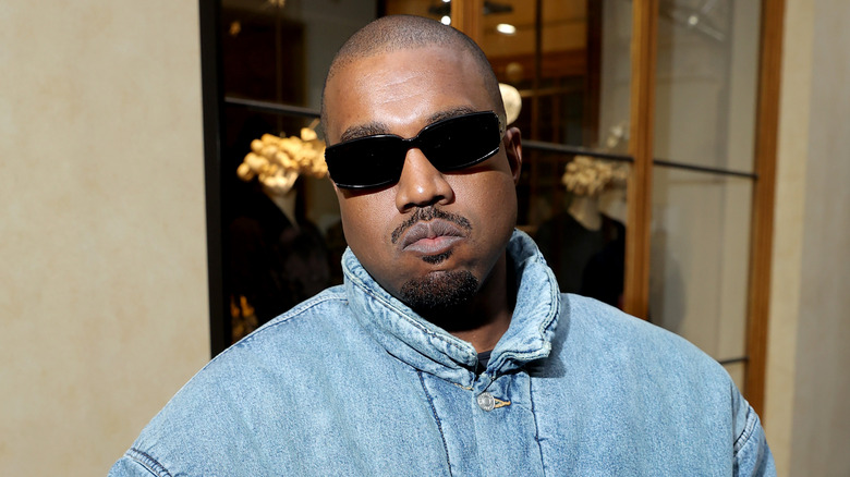 Kanye West denim party sunglasses 