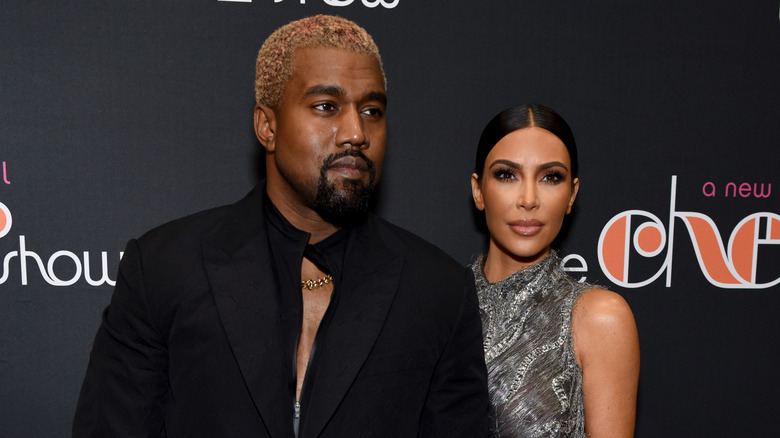 Kanye West and Kim Kardashian on the red carpet
