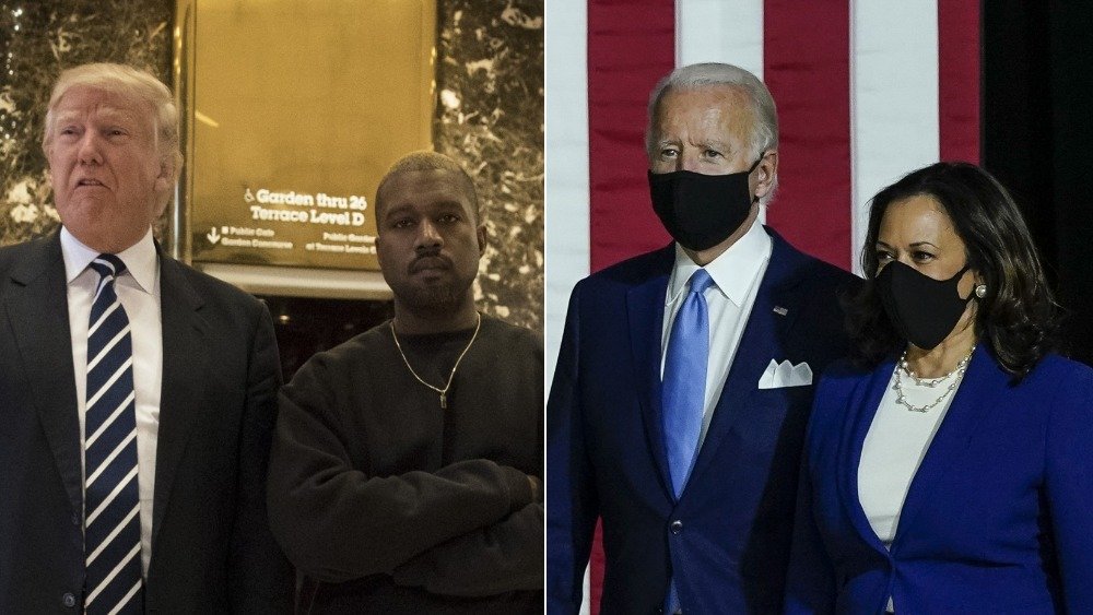 Donald Trump and Kanye West, Kamala Harris and joe Biden 