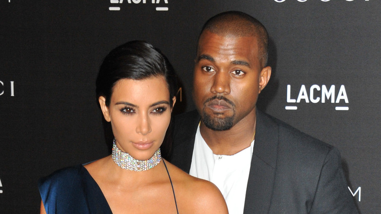Kim kardashian with kanye west at red carpet event