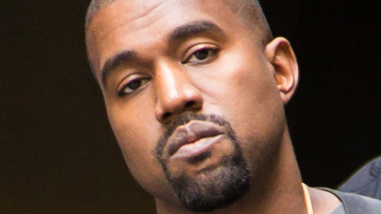 Kanye West goatee tilted head