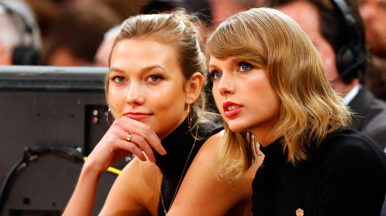 Taylor Swift and Karlie Kloss at a New York Knicks Game in 2014.
