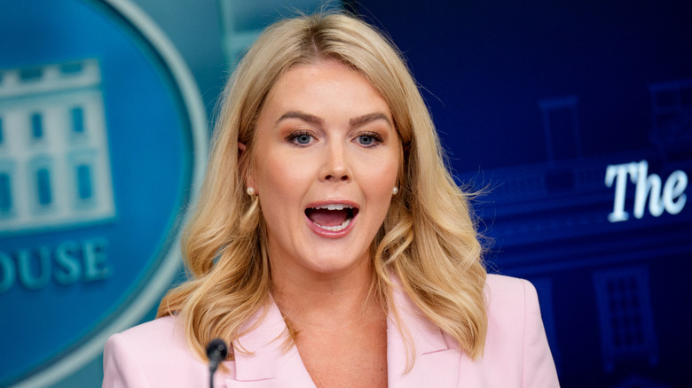 Karoline Leavitt speaking at the White House