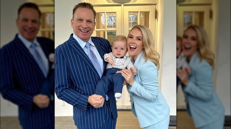 Karoline Leavitt and Nicholas Riccio pose with their son at the White House.